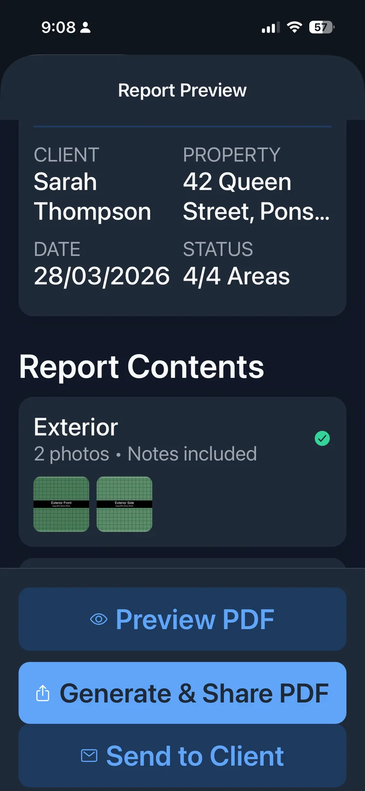InspectPro send report download link feature for client delivery